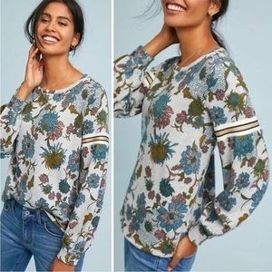 Anthropologie Dolan Left Coast Tagawa Gray
Floral Blouson Sleeve Sweatshirt